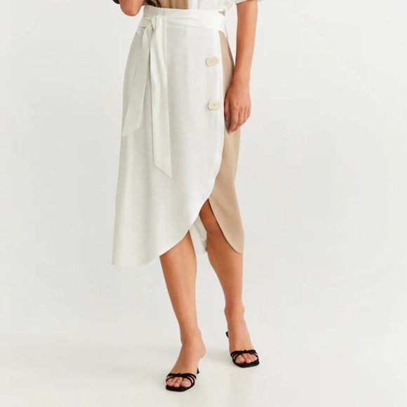 NWT Mango Bicolor buttoned skirt Colorblock Small - Picture 3 of 8